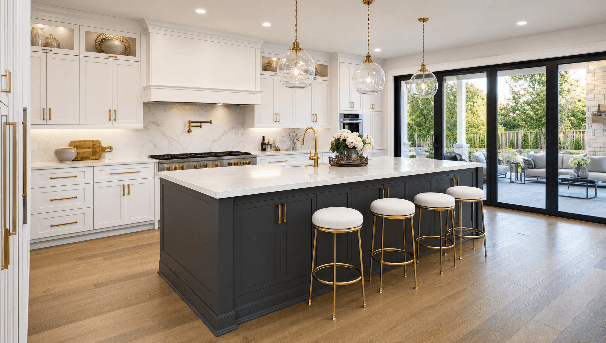 A custom Luxor Kitchens design featuring shaker cabinetry and a large center island