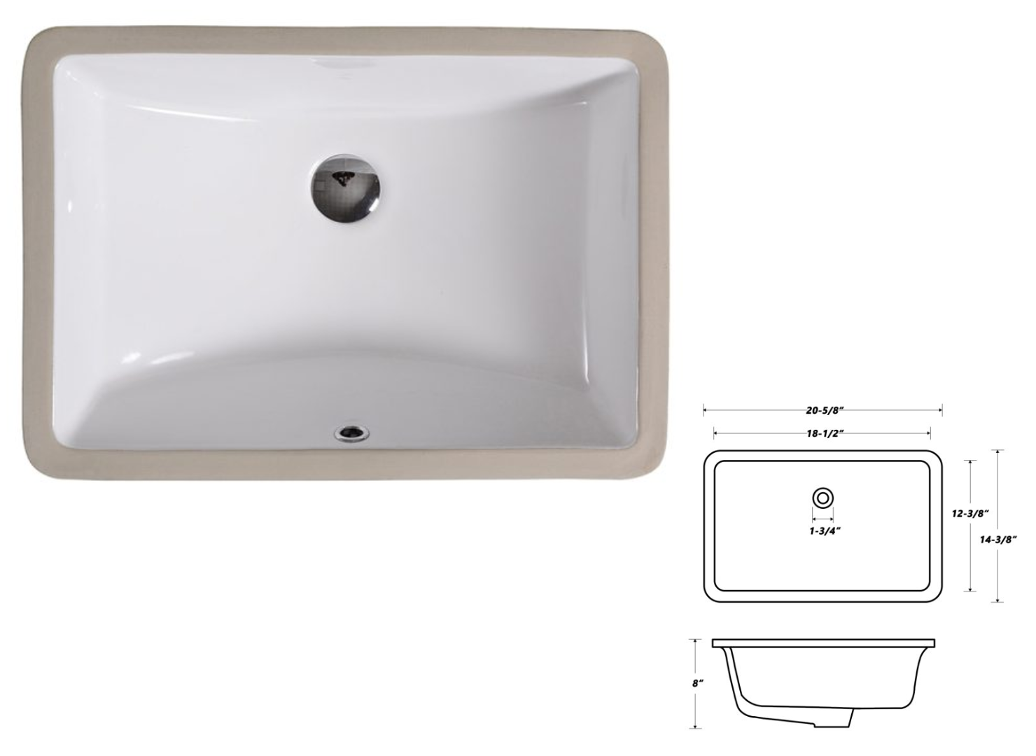 Undermount Vanity Sink White
