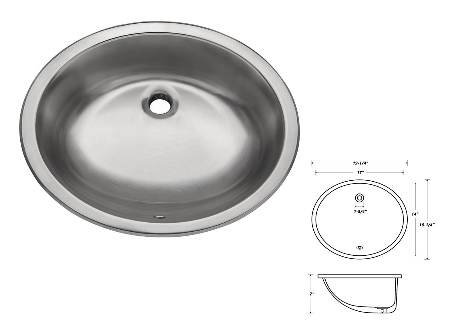 Undermount Vanity Sink Stainless Steel